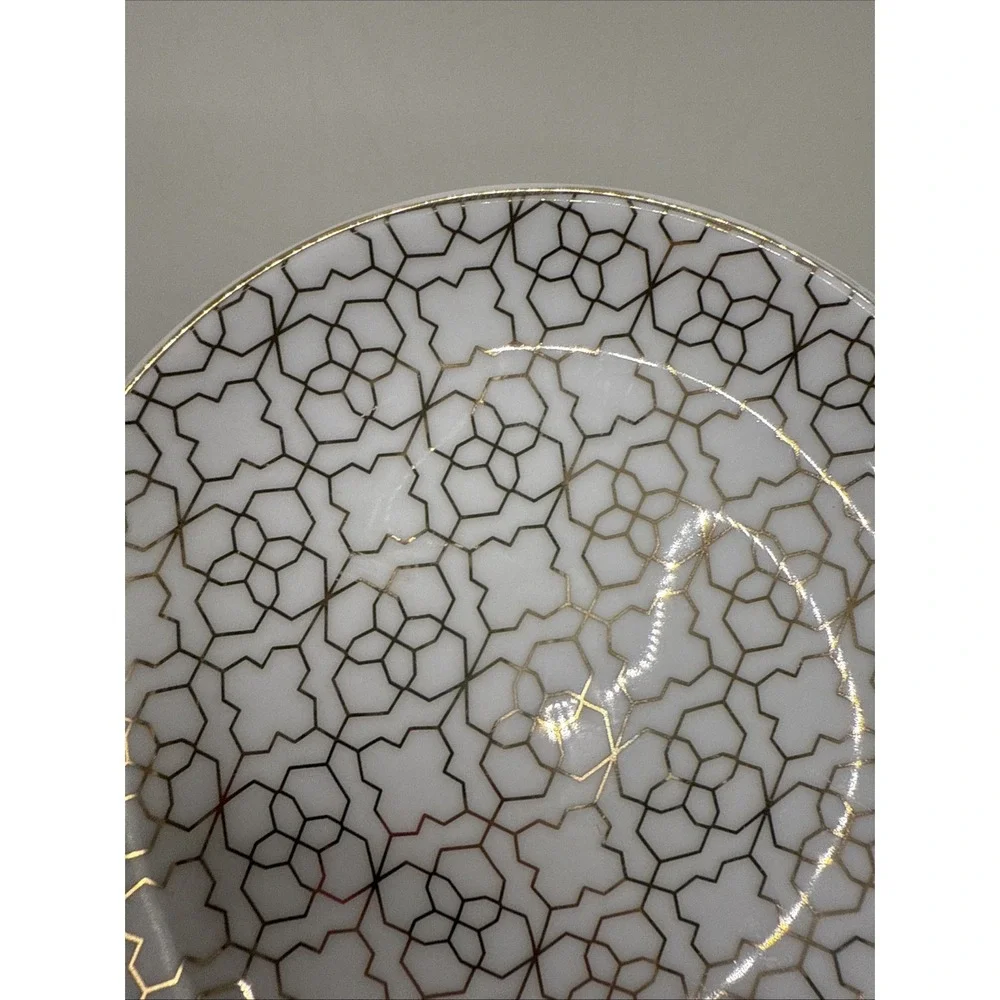 Kendra Scott Gold Filigree Ceramic Ring‎ Holder Jewelry Trinket Dish 4.5